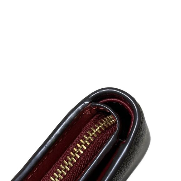 COACH Medium Corner Zip Wallet Ornament Print C7414 Dark Brown Bordeaux PVC - Picture 3 of 9